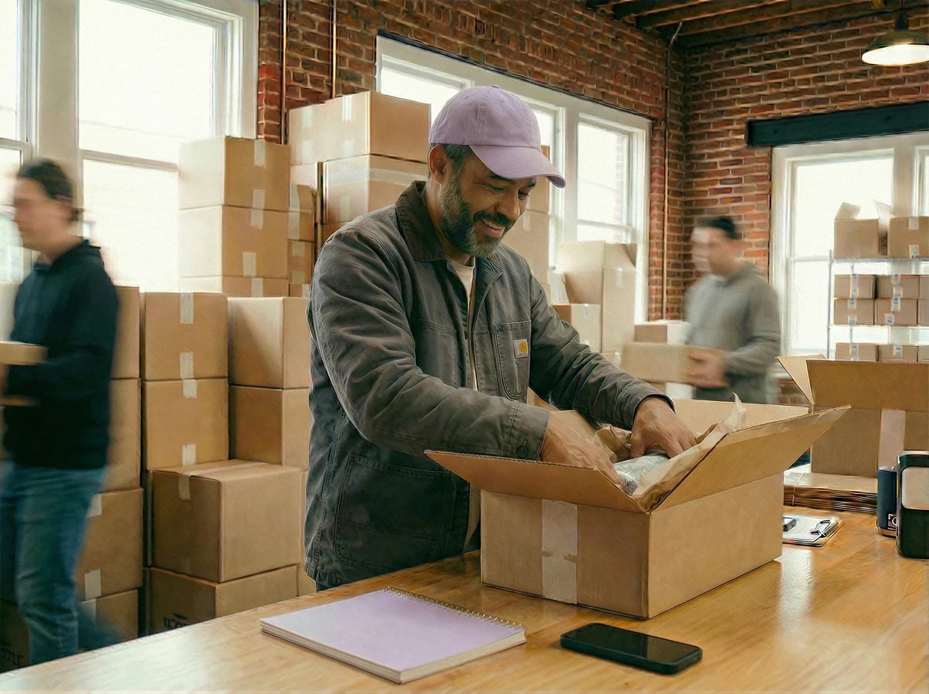 Warehouse team packing orders